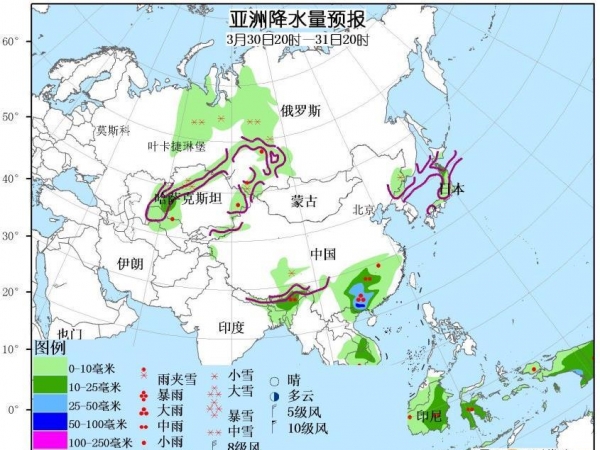 3月30日国外天气预报 北美东部强雨雪西亚北部强降雨