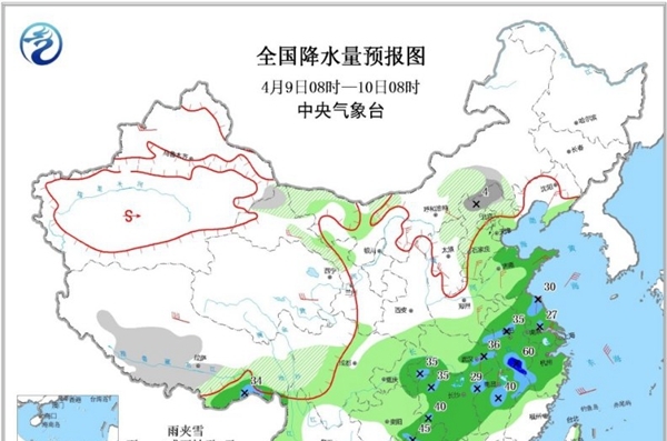 大范围强降雨伴随强对流 江南江淮气温大“跳水”