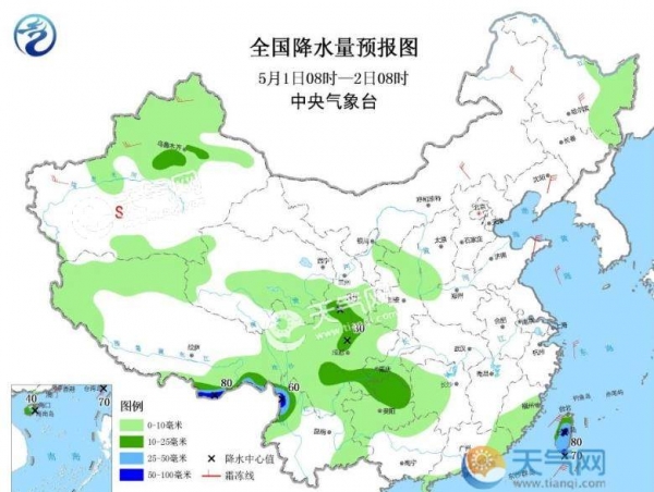 五一假期首日新疆北部迎降温降雨 西北华北小到中雨