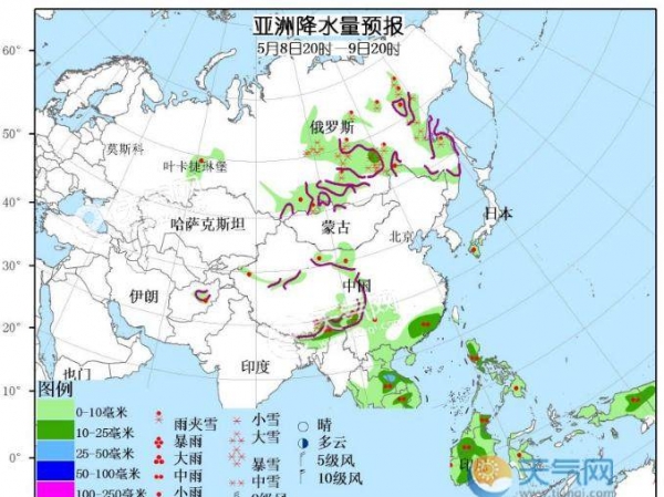 5月8日国外天气预报 北美北部和南部强雨雪不断