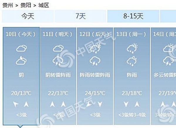 周末贵州雨水强势发展 气温仍将继续回升 