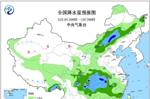 南方强降雨持续 周末华北西北将“降火”