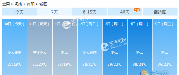 河南雷阵雨多发明开始放晴 6月1日迎第二轮高温天气