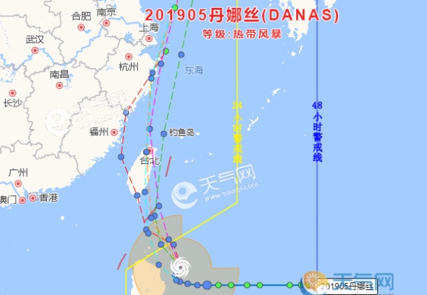 浙江台风路径实时发布系统 5号台风丹娜丝会去浙江吗