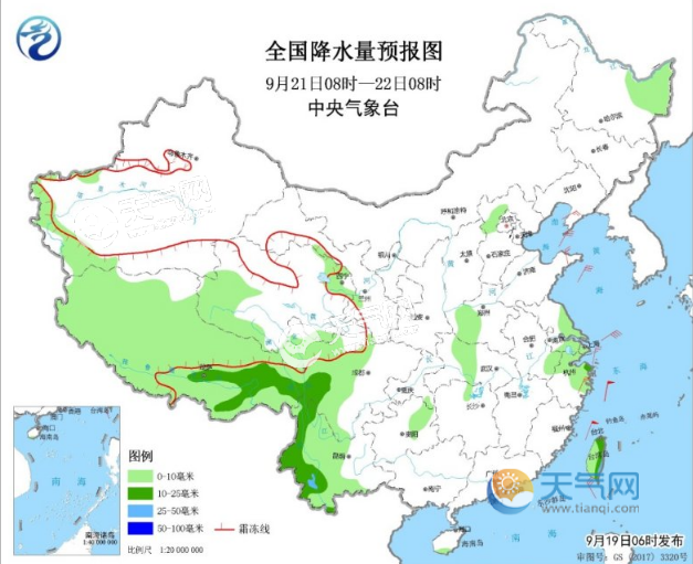 青藏高原和华西有大雨 西北中东部等地降温4-6℃