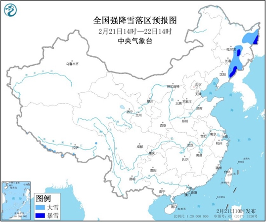 暴雪蓝色预警继续发布 黑吉辽等局地有暴雪