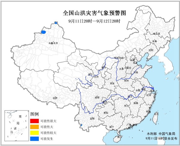 山洪灾害气象预警：云南新疆等地局部可能发生山洪灾害