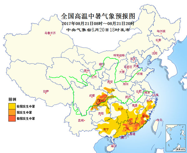 重庆四川福建江西广东局部地区极易发生中暑