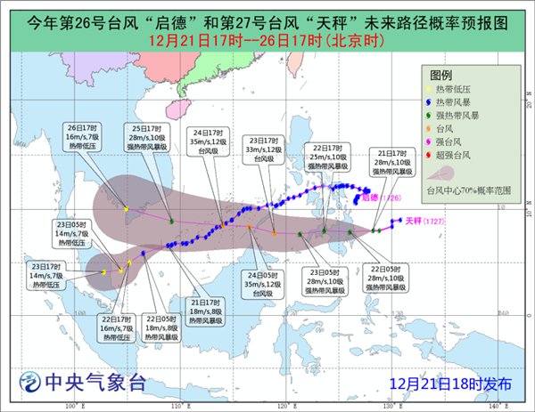第27号台风“天秤”将于24日凌晨前后移入南海
