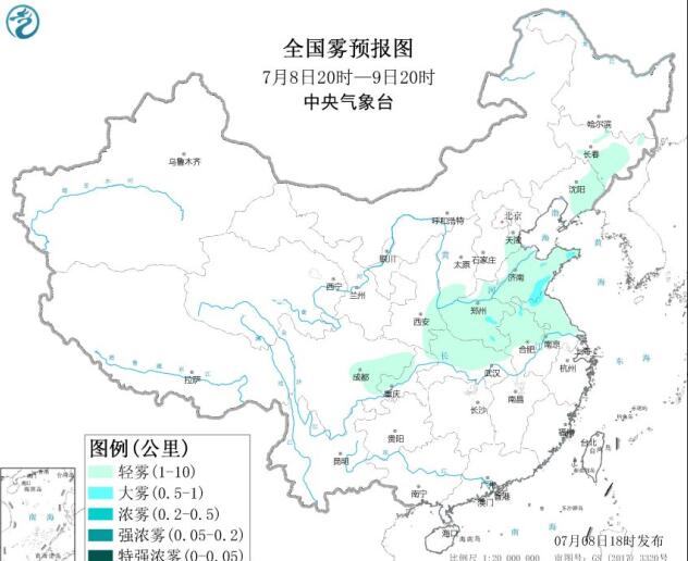全国雾霾预报：华北黄淮等地白天太阳辐射强臭氧易生成