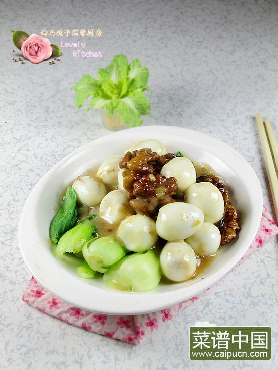 鹌鹑蛋扒桃仁
