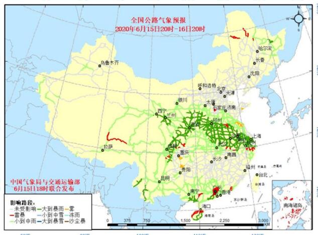 全国交通天气预报：6月16日全国高速路况最新实时查询