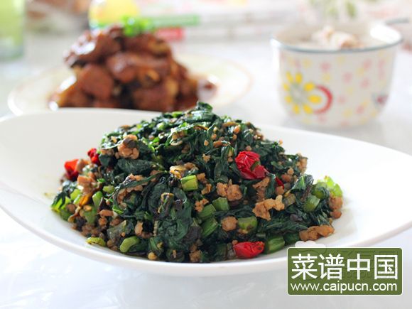 肉末榄菜芥兰叶