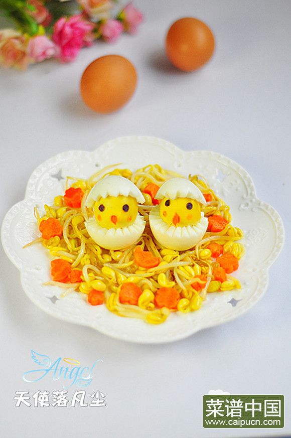 小鸡出壳豆芽菜