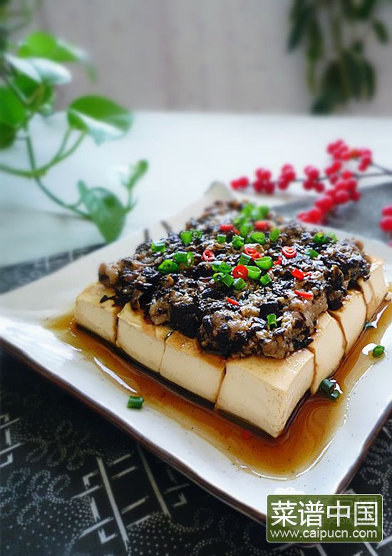 榄菜肉末蒸豆腐