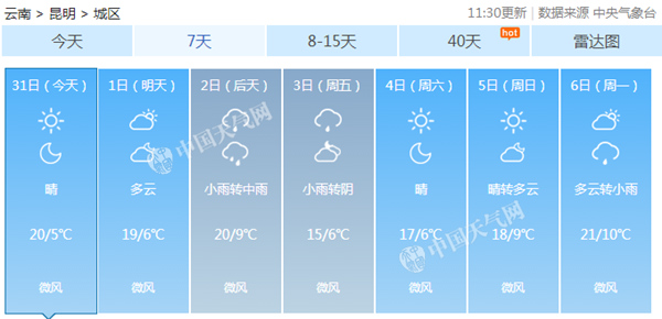 昆明迎入秋以来最冷清晨　未来三天云南降雨持续