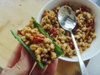 酱料肉末黄瓜卷的做法步骤17