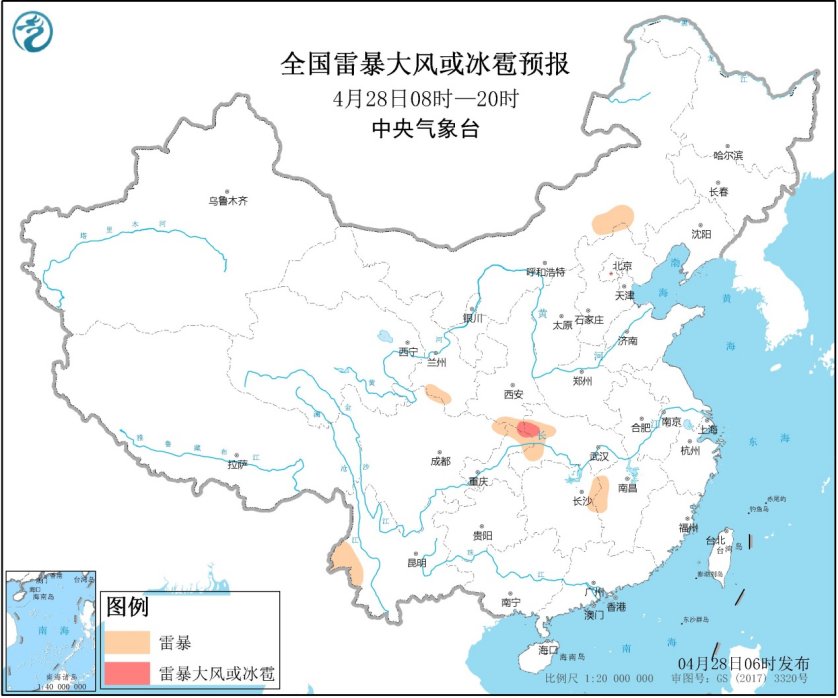 4月28日强对流天气预报：陕西湖北局地有强对流天气