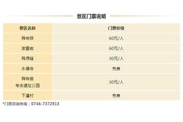 九嶷山景区门票多少钱
