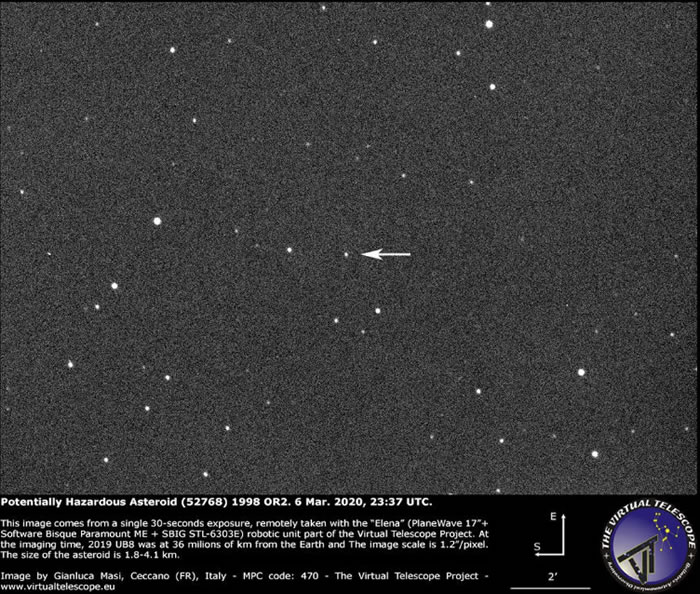 小行星“1998 OR2 29”将于4月29日与地球“擦肩而过” 最近距离约为600万公里