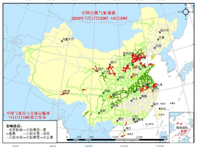 全国交通天气预报：7月18日全国高速路况最新实时查询