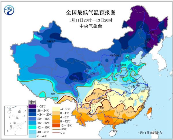 寒潮预警连发5天 明晨山东安徽等局地低于-12℃