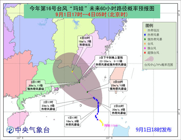 台风黄色预警：“玛娃”3日下午到晚上将登陆粤闽沿海
