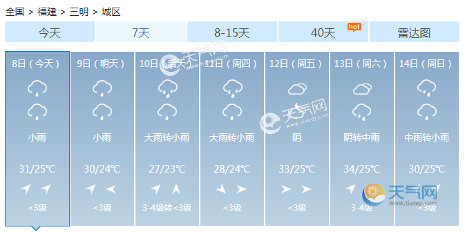 福建三明宁德多地仍有暴雨 北部雨水频繁伴有强对流