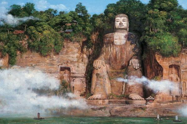 乐山大佛遭暴雨暂停接待游客 千佛岩景区万象亭被冲毁