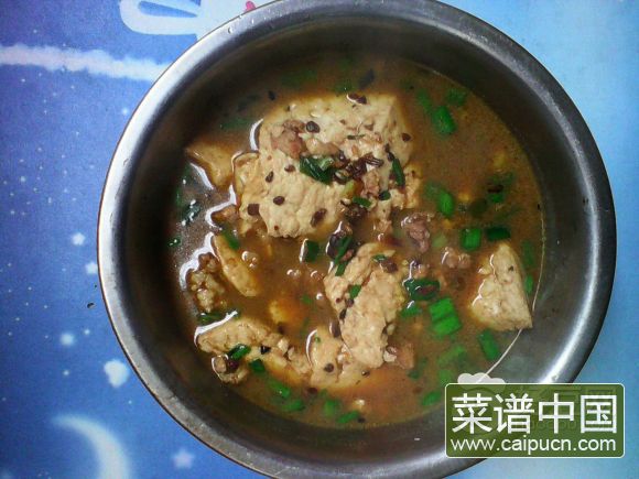 青蒜肉末豆花