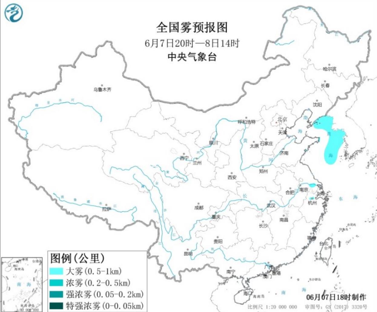 全国雾霾预报:江苏和辽东半岛多地大雾来袭