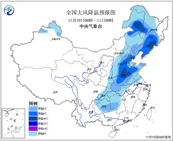 东北降雪今日最强 周末山西河南等6省降温10-12℃