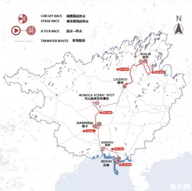 2019环广西自行车世界巡回赛各个赛段时间+路线