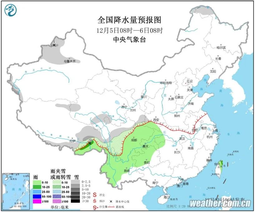 6日我省东南部部分地方有阵雪