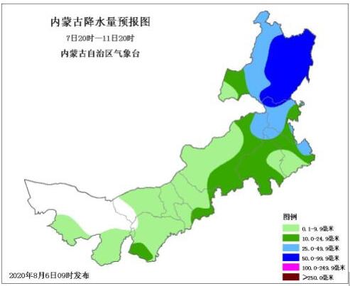内蒙古东部偏北地区持续降雨，累计大到暴雨过程
