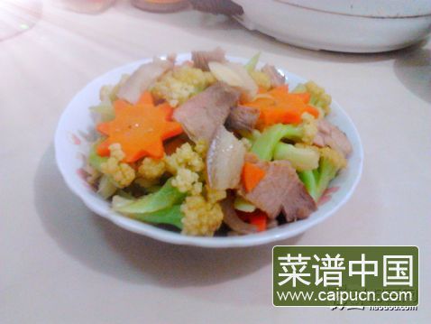 回锅肉炒花菜