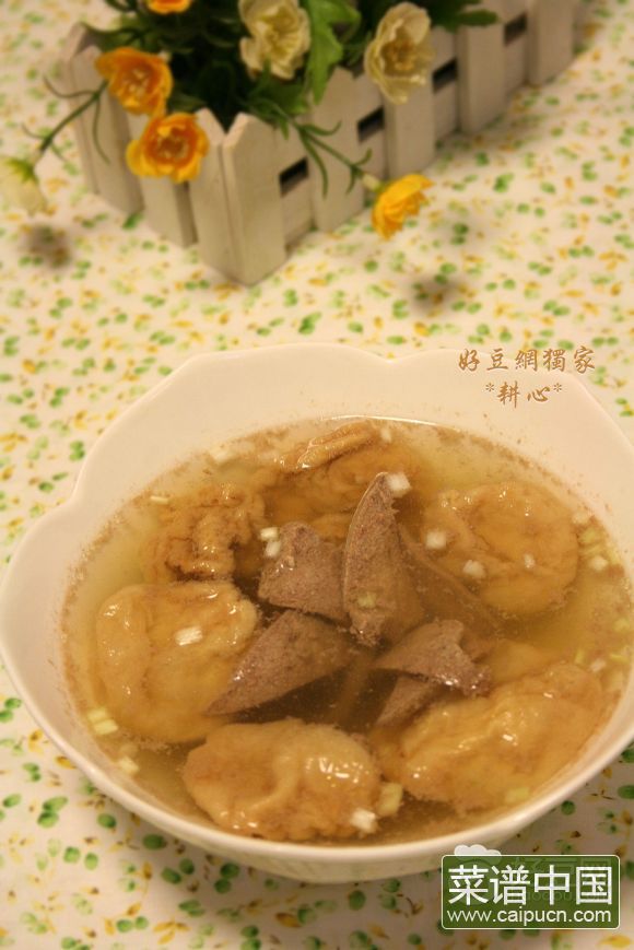 油面筋猪肝汤