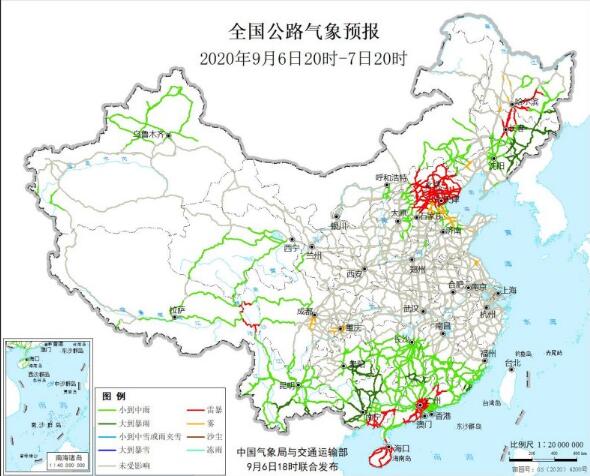 全国交通天气预报：9月7日全国高速路况最新实时查询