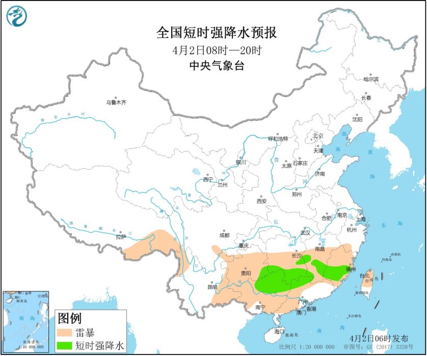 4月2日强对流天气预报：江南南部华南北部等地将有强对流