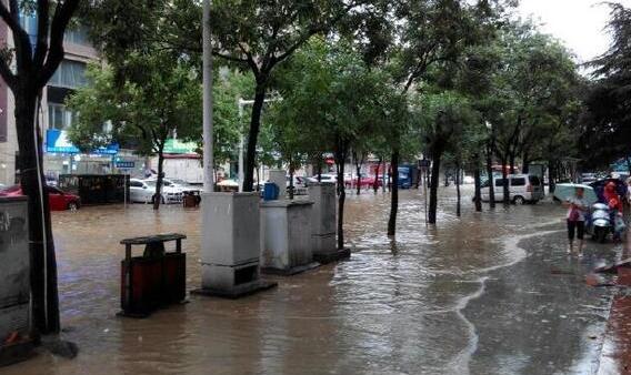 河南信阳大暴雨多地出现内涝 市内多车辆被淹出行困难