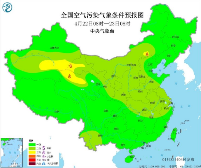 全国雾霾预报:内蒙古和华北仍有扬沙天气