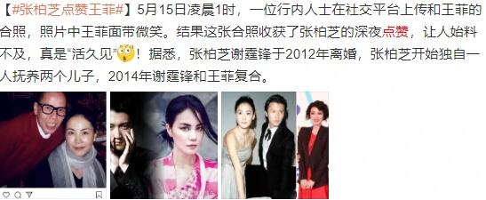 张柏芝点赞王菲照片是怎么回事 张柏芝为什么点赞王菲照片