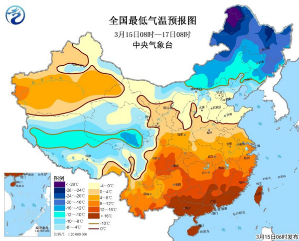 寒潮蓝色预警继续发布 华北黄淮等局地降温或超12℃