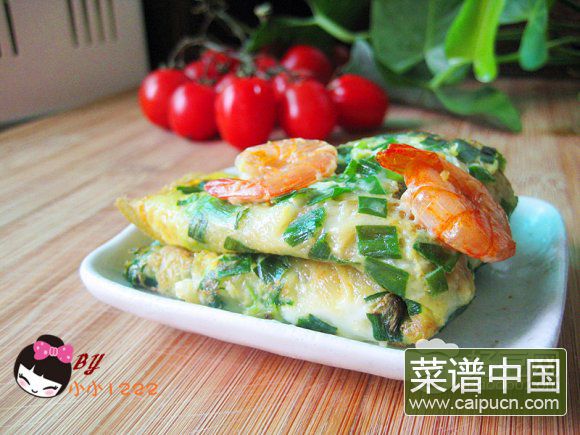 河虾韭菜蛋饼