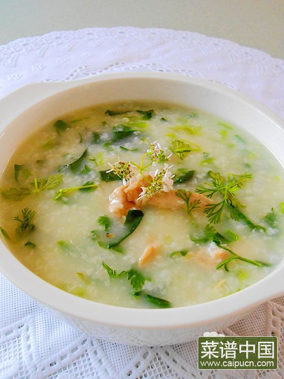 菠菜鸡丝粥