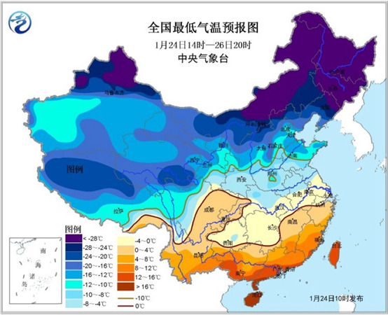 寒潮蓝色预警：24-26日陕西等9省区气温下跌达12℃