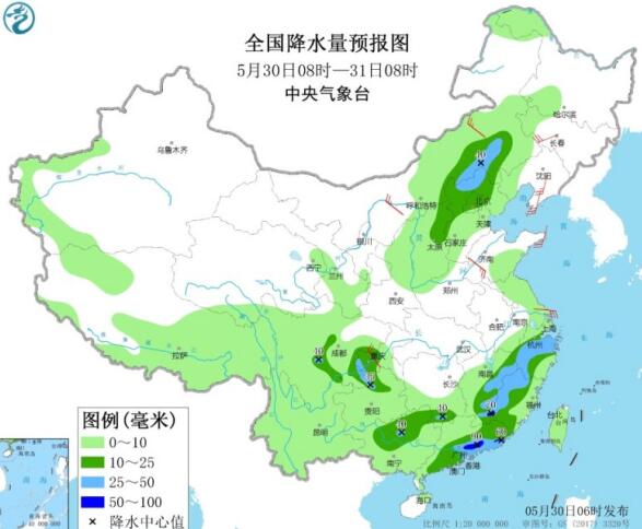 周末南方一带仍有强降雨 华北东度降温4-10℃伴有风雹
