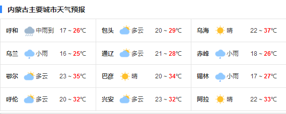 内蒙古今起三天雨势增强 局部有雷雨或暴雨