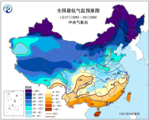 寒潮蓝色预警 江南华南多地气温将下降4-8℃