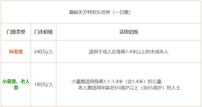 2019嘉峪关方特欢乐世界门票+年卡+身高要求+推荐路线